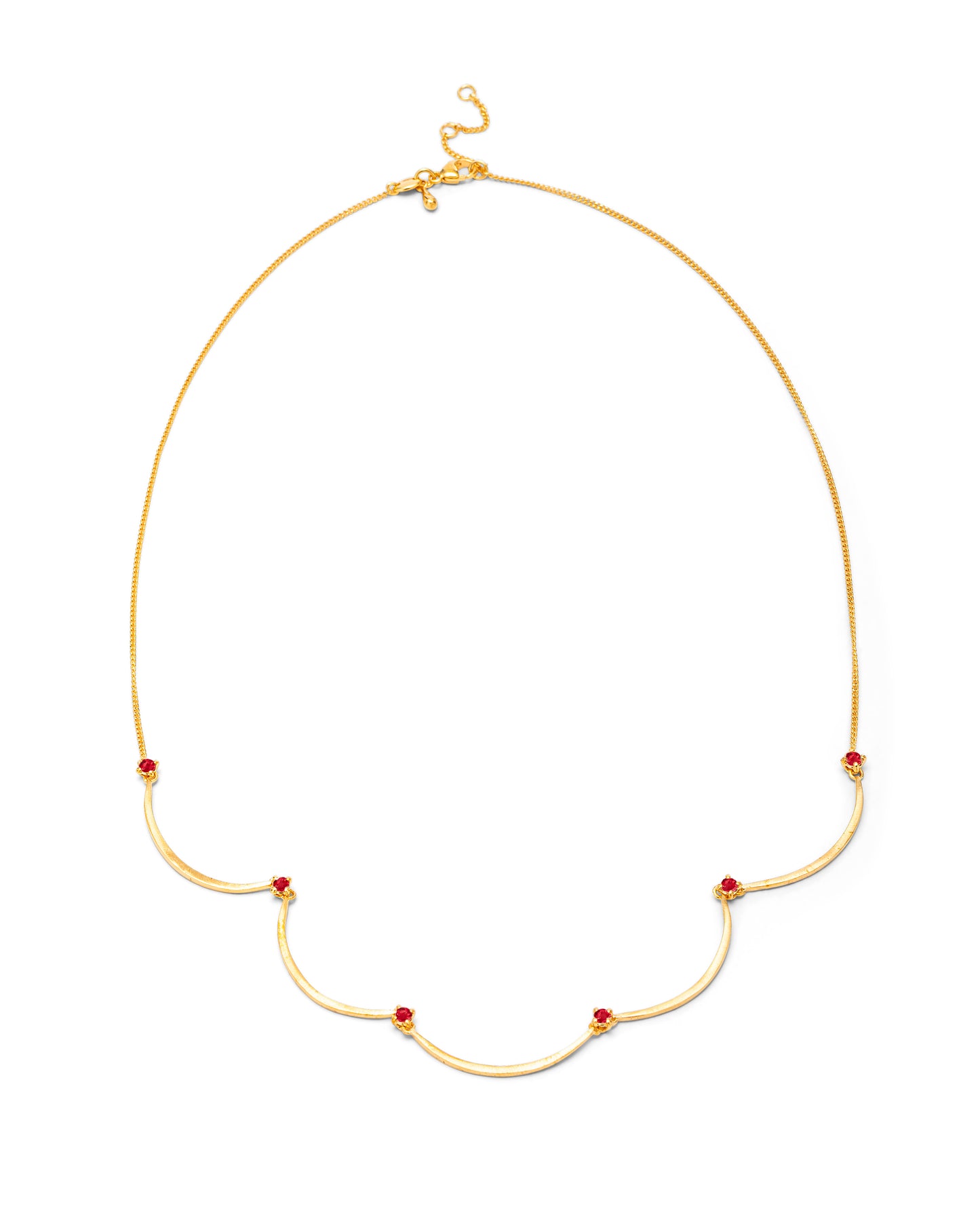 Collana Crescent Moon Chandelier Rubino Oro 18k