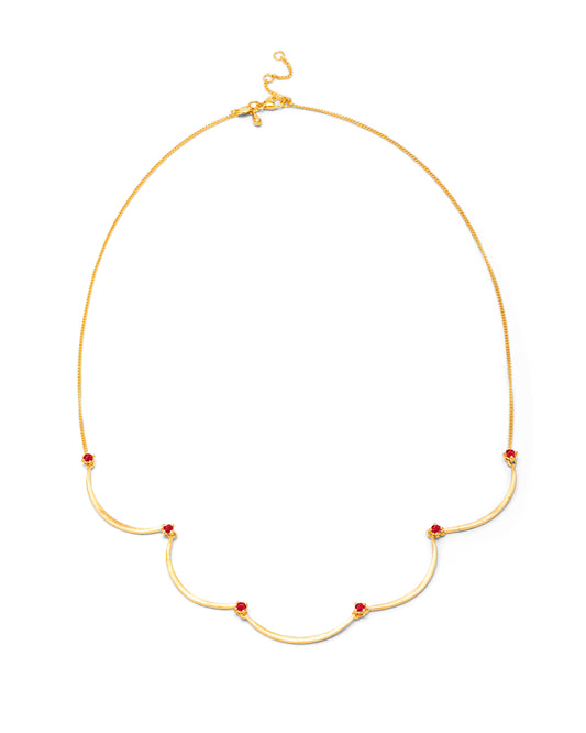 Crescent Moon Chandelier Necklace Ruby
