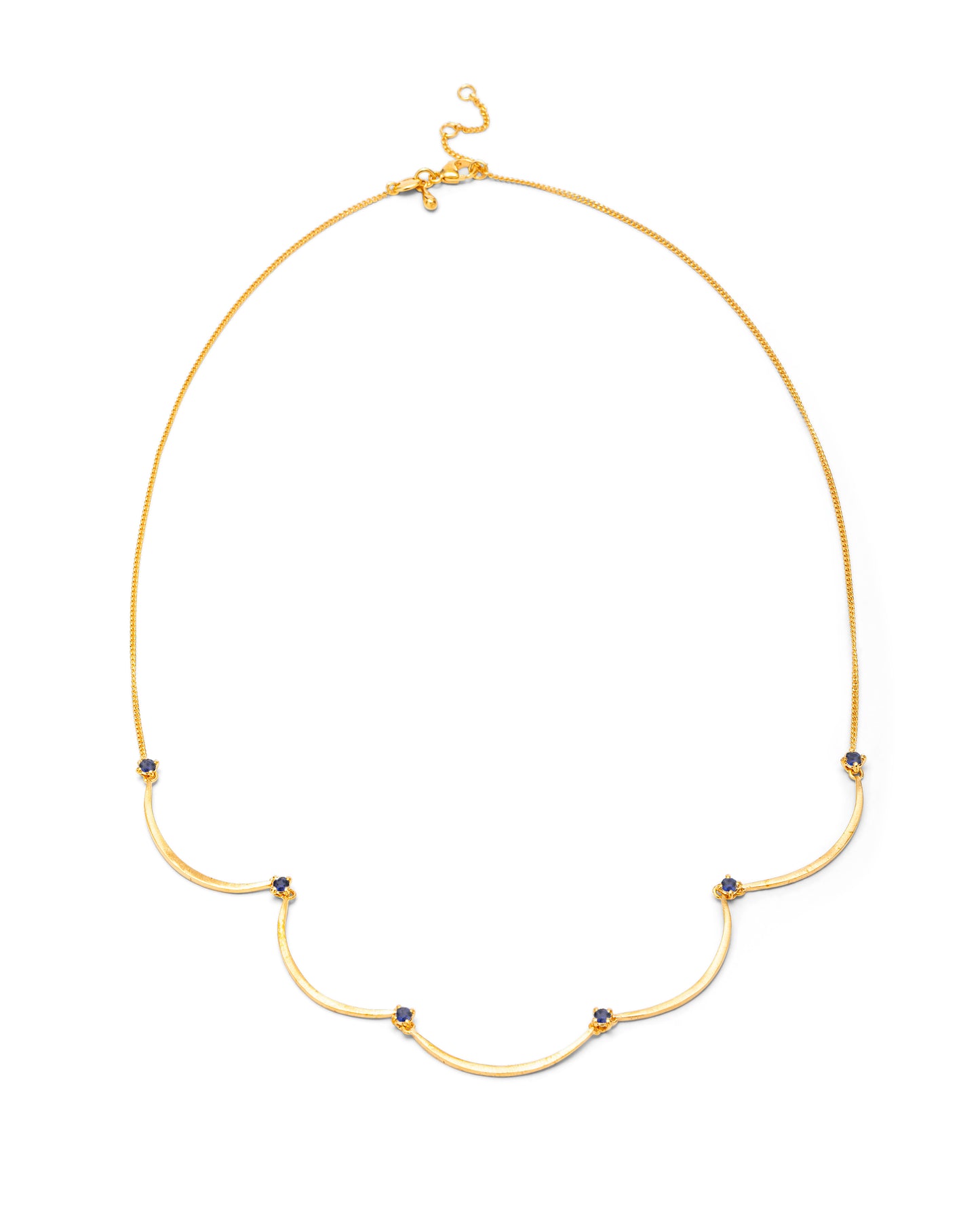 Crescent Moon Chandelier Necklace Sapphire