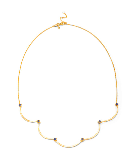 Crescent Moon Chandelier Necklace Sapphire