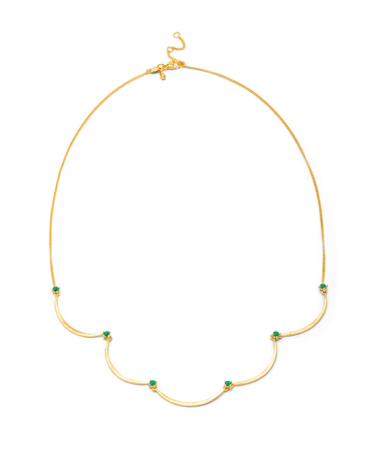 Crescent Moon Chandelier Necklace Emerald