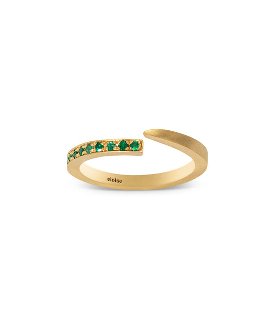 Crescent Moon Ring Emerald