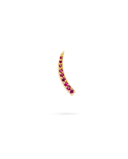 Mini Crescent Moon Single Earring Ruby