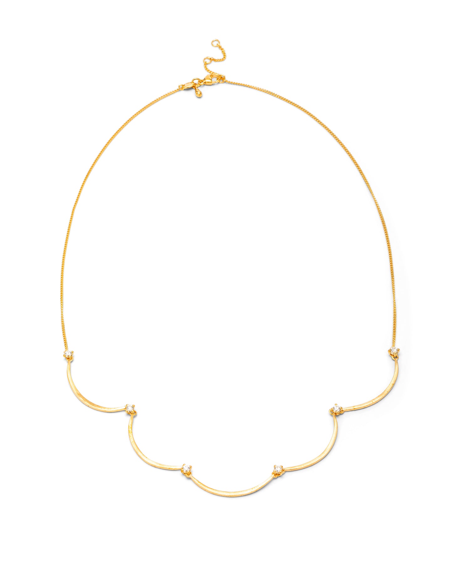 Crescent Moon Chandelier Necklace Diamond 18K Gold