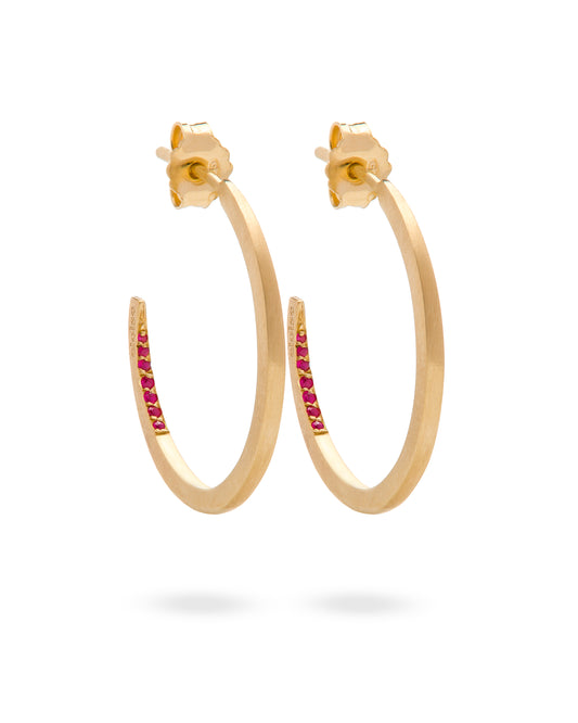Crescent Moon Hoops Ruby