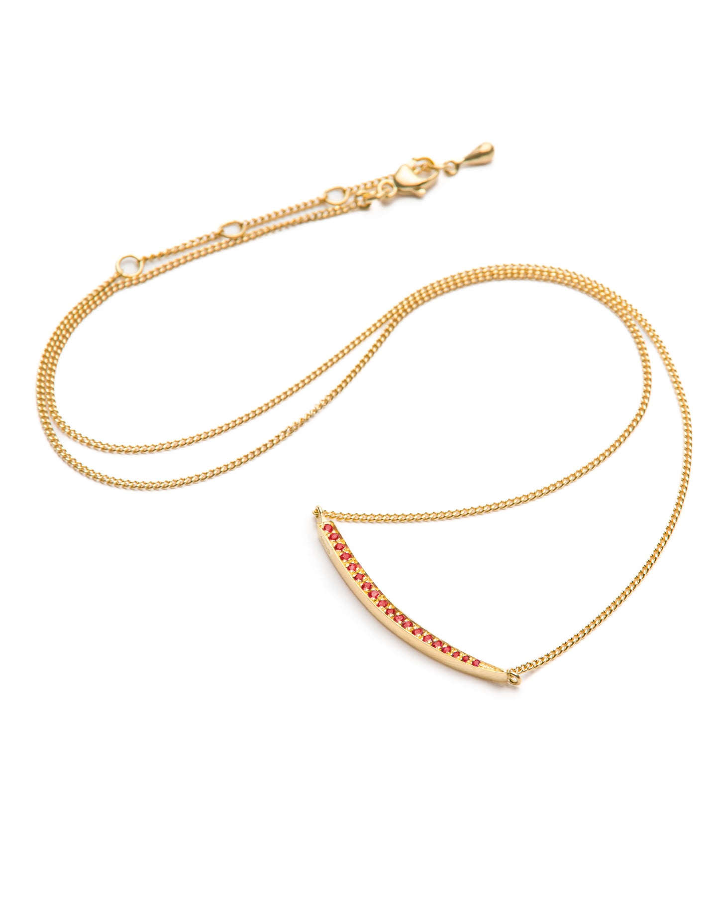 Crescent Moon Necklace Ruby 18K Gold
