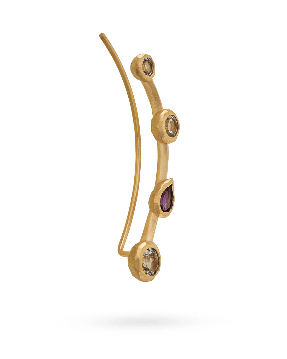 Climber Earring Prasiolite and Amethyst