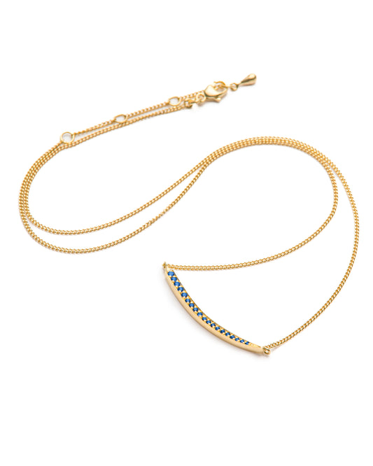 Crescent Moon Necklace Sapphire