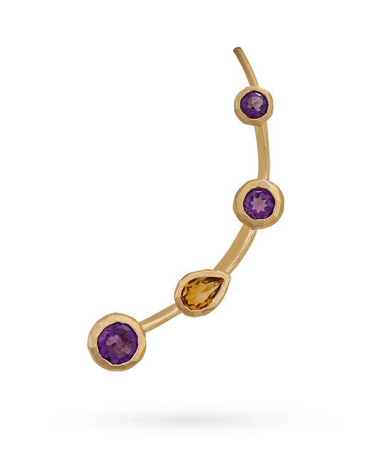 Climber Earring Amethyst and Citrine Quartz