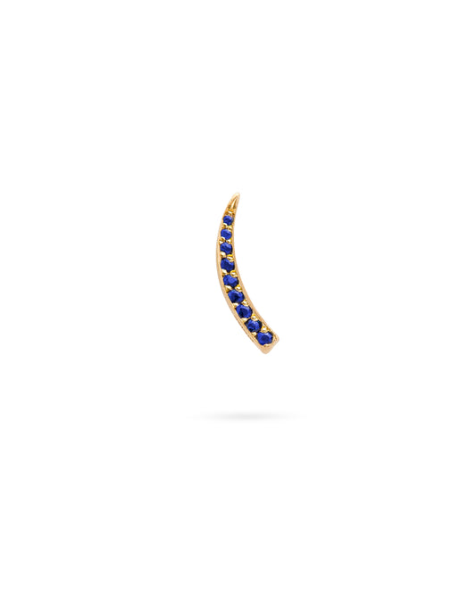 Mini Crescent Moon Single Earring Sapphire 18K Gold