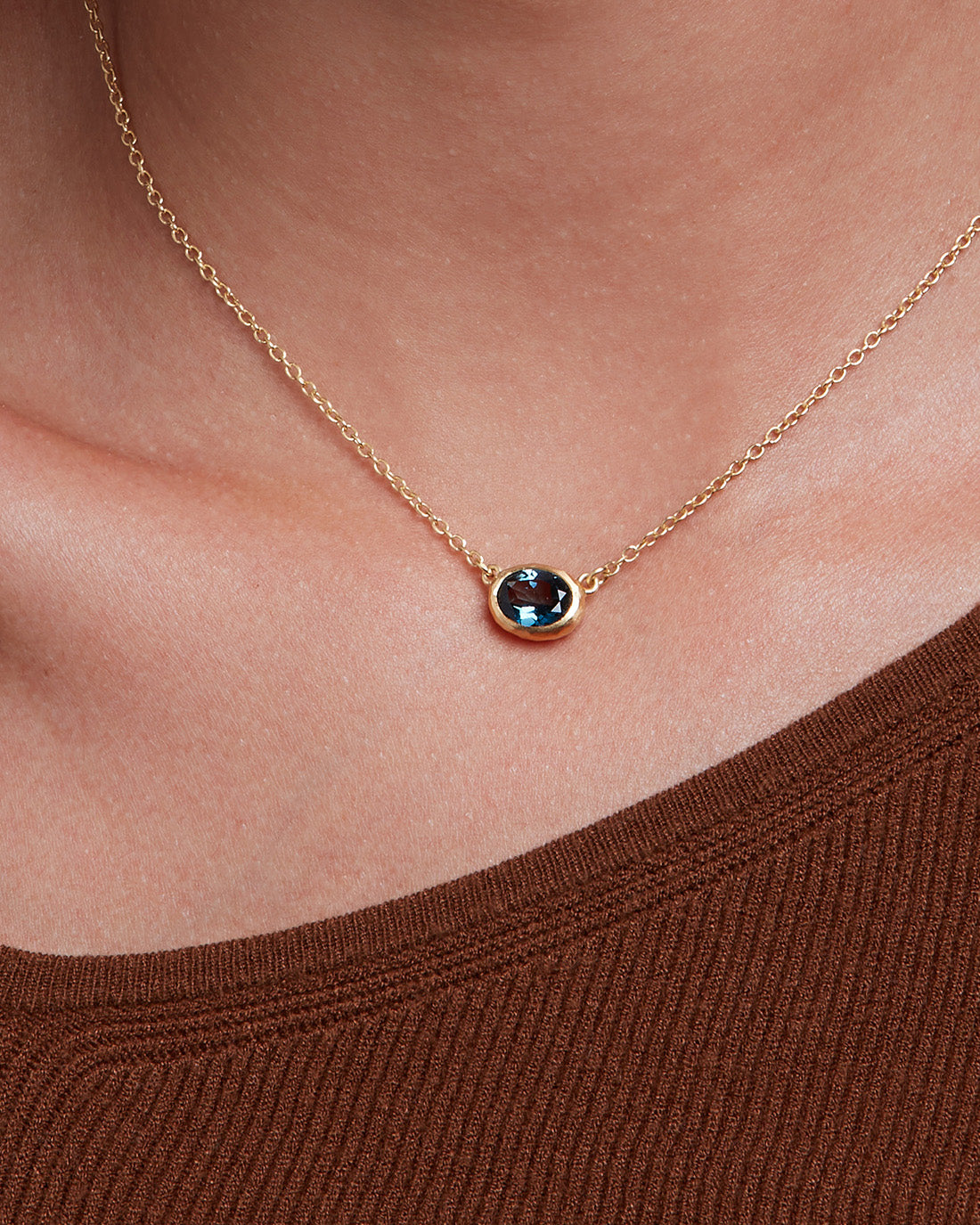 Ellipse Necklace Deep Blue Topaz