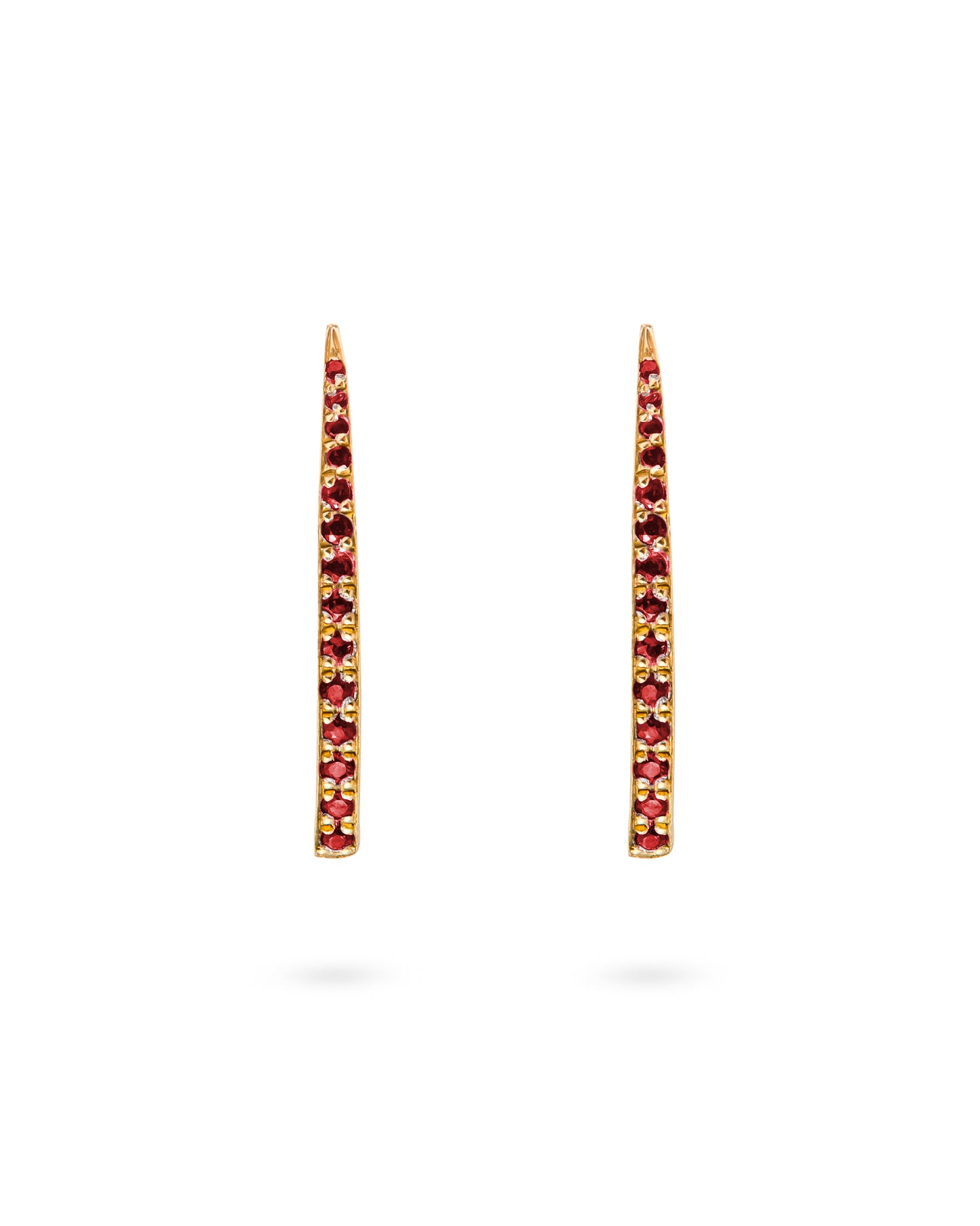 Orecchini Crescent Moon Lunghi Rubino Oro 18k