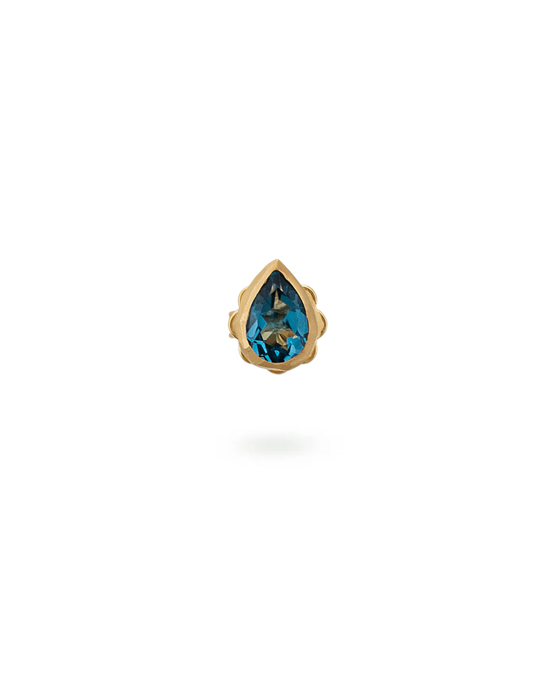 Single Drop Stud Deep Blue Topaz