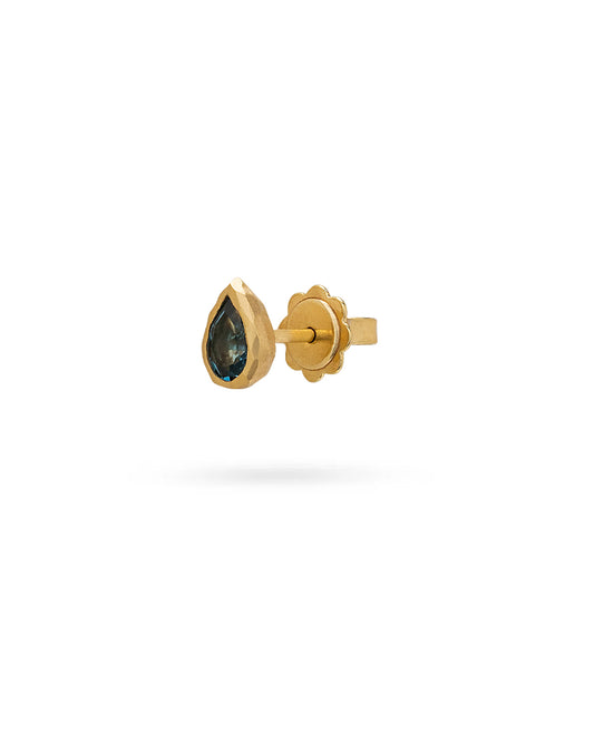 Single Drop Stud Deep Blue Topaz