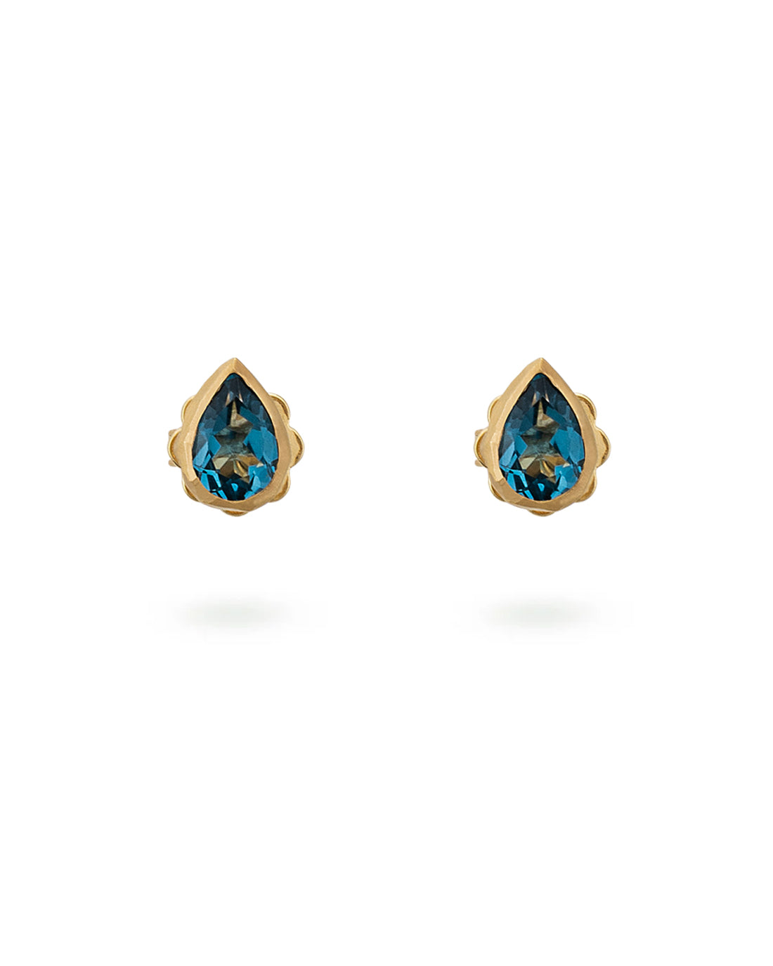 Single Drop Stud Deep Blue Topaz