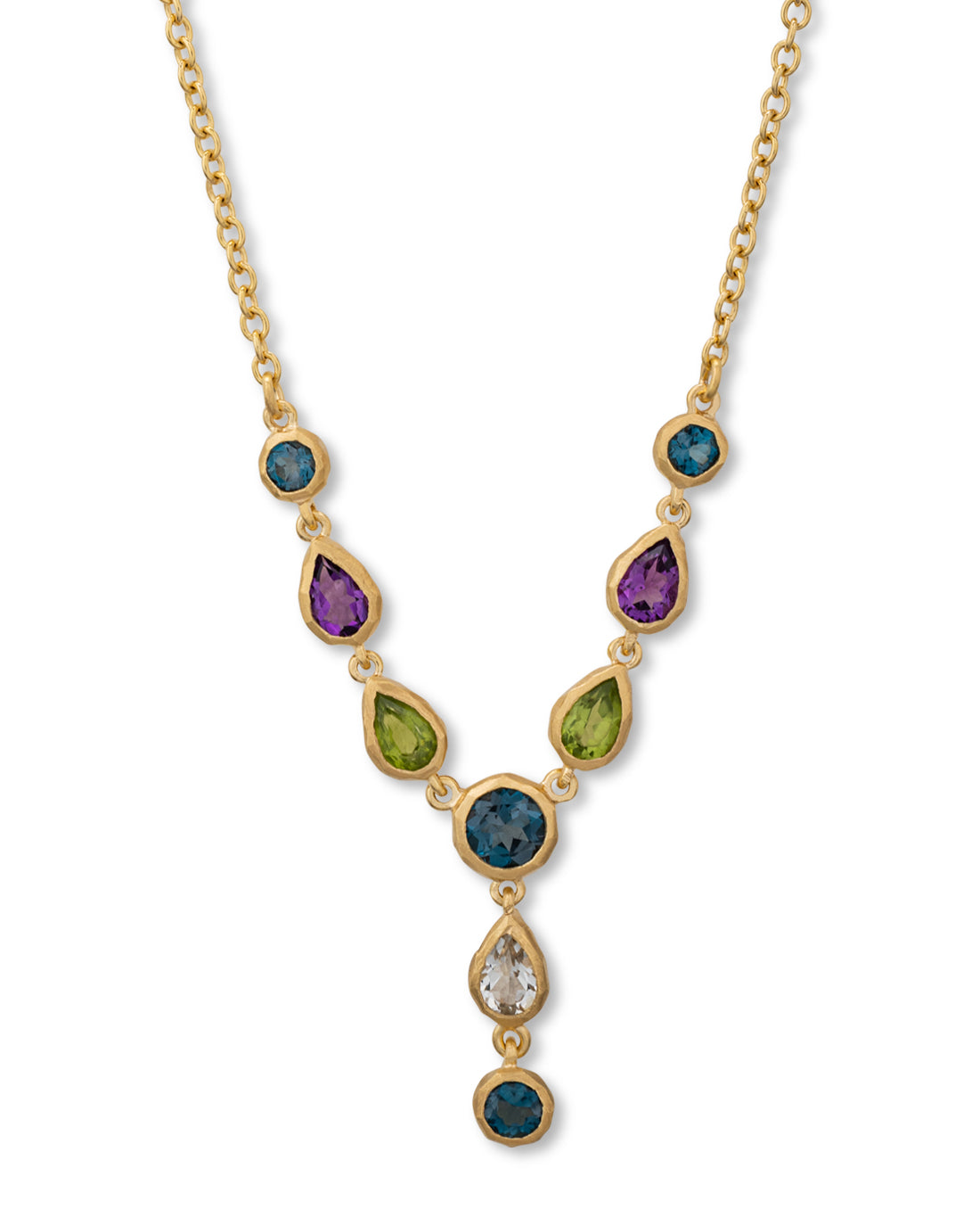Drop Necklace Multicolor Blue - Green - Purple