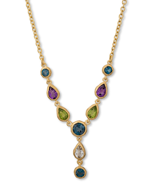 Drop Necklace Multicolor Blue - Green - Purple