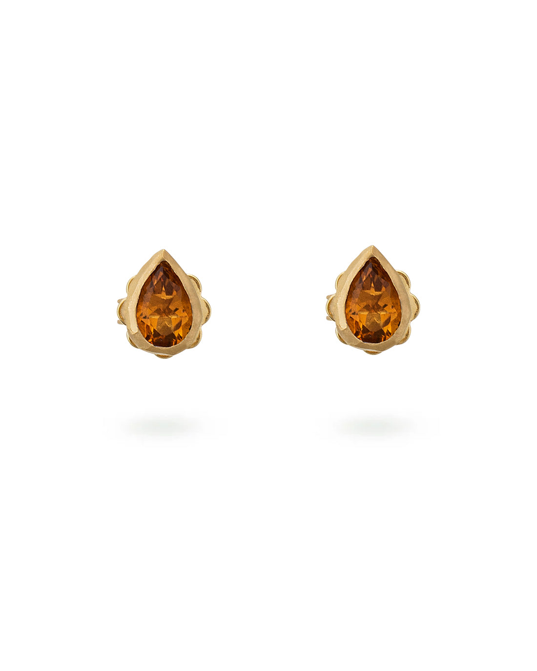 Single Drop Stud Yellow Citrine Quartz