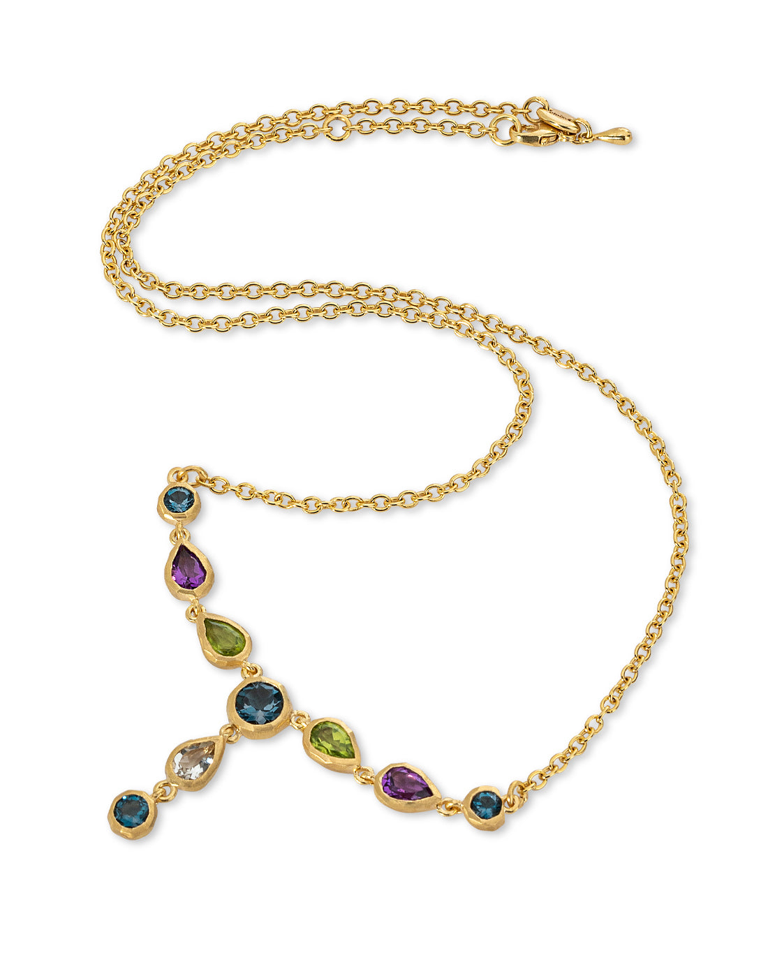 Drop Necklace Multicolor Blue - Green - Purple