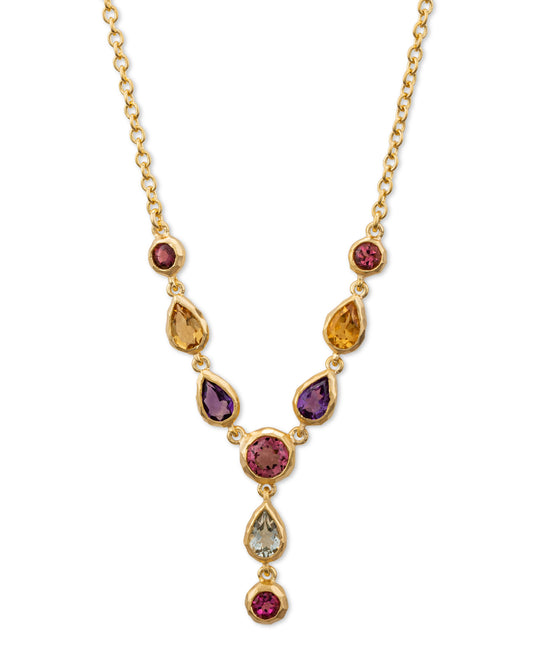 Drop Necklace Multicolor Pink - Yellow - Purple