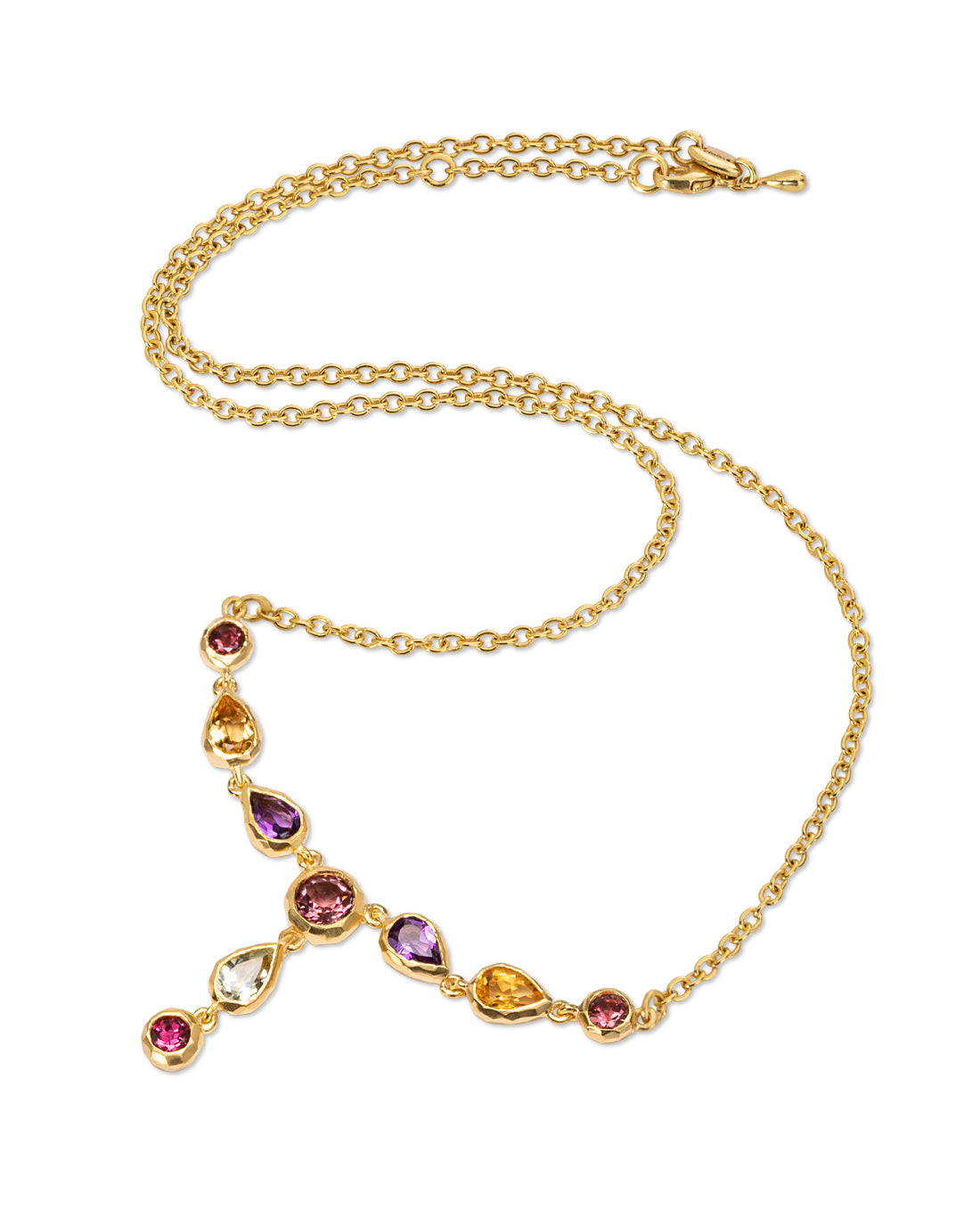 Drop Necklace Multicolor Pink - Yellow - Purple
