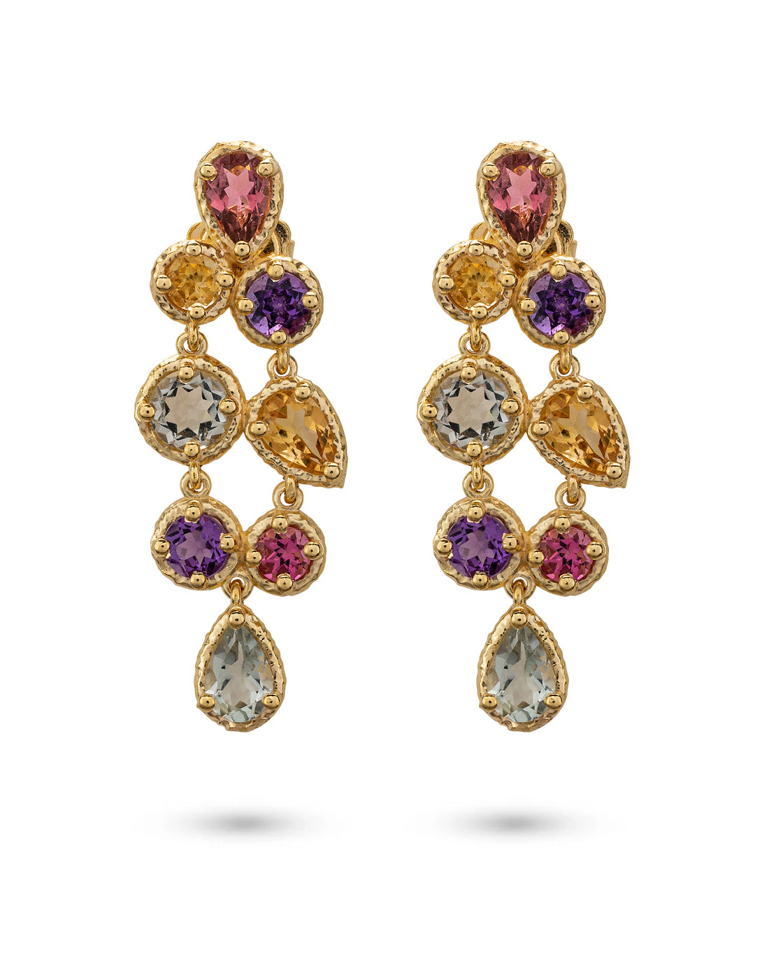 Odyssey Earrings Pair Pink - Yellow - Purple