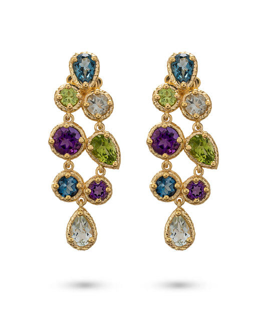 Odyssey Earrings Pair Blue - Green - Purple