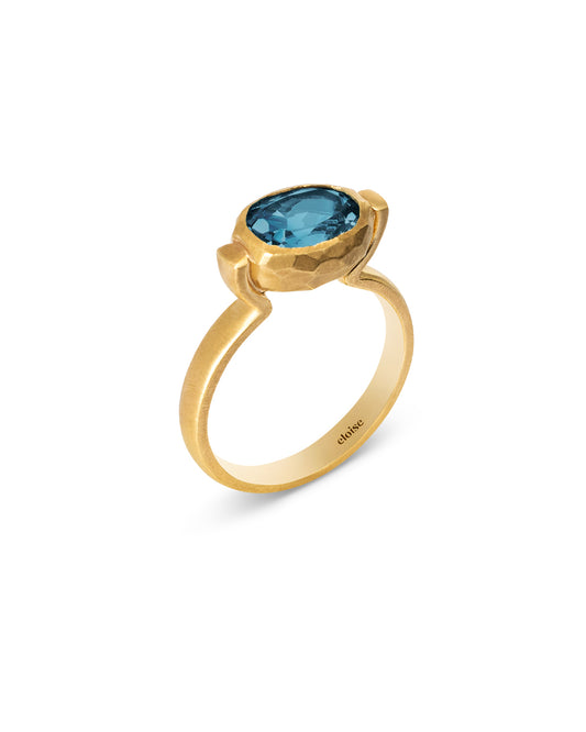Ellipse Ring Deep Blue Topaz