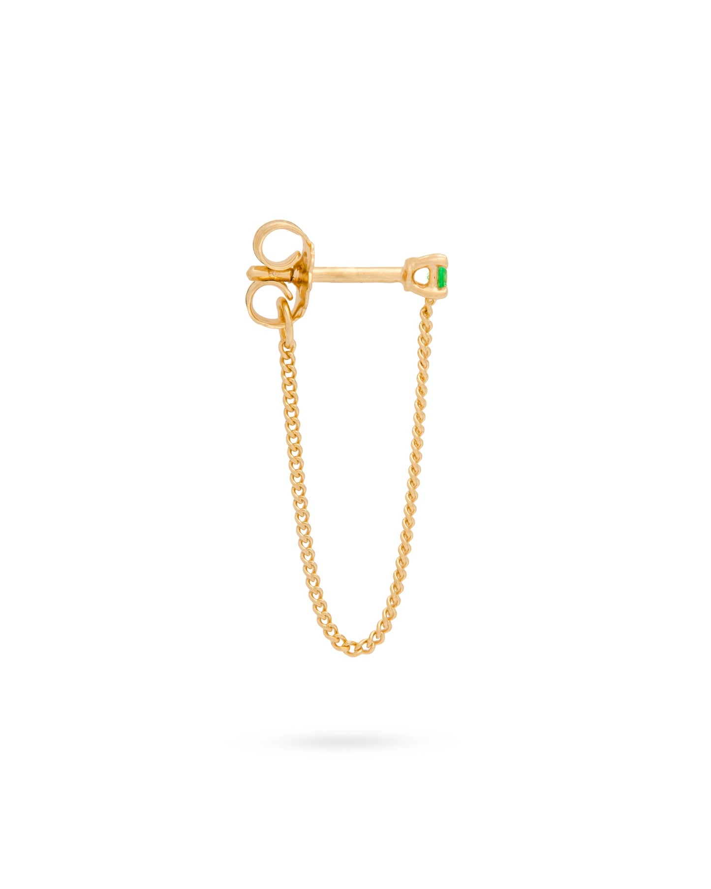 Connection Chain Stud Earrings Emerald 18K Gold