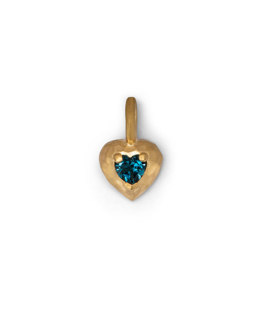 Milestone Heart Charm Small Deep Blue Topaz