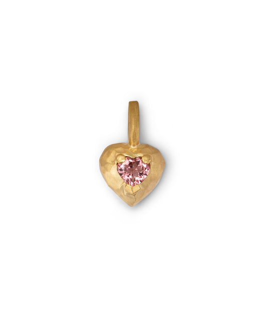 Milestone Heart Charm Small Pink Tourmaline