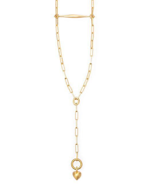 Spindle Necklace Clip Chain with Heart Charm