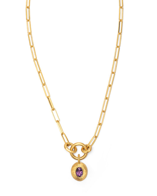 Voyage Necklace Clip Chain with Sasso Charm Purple Amethyst