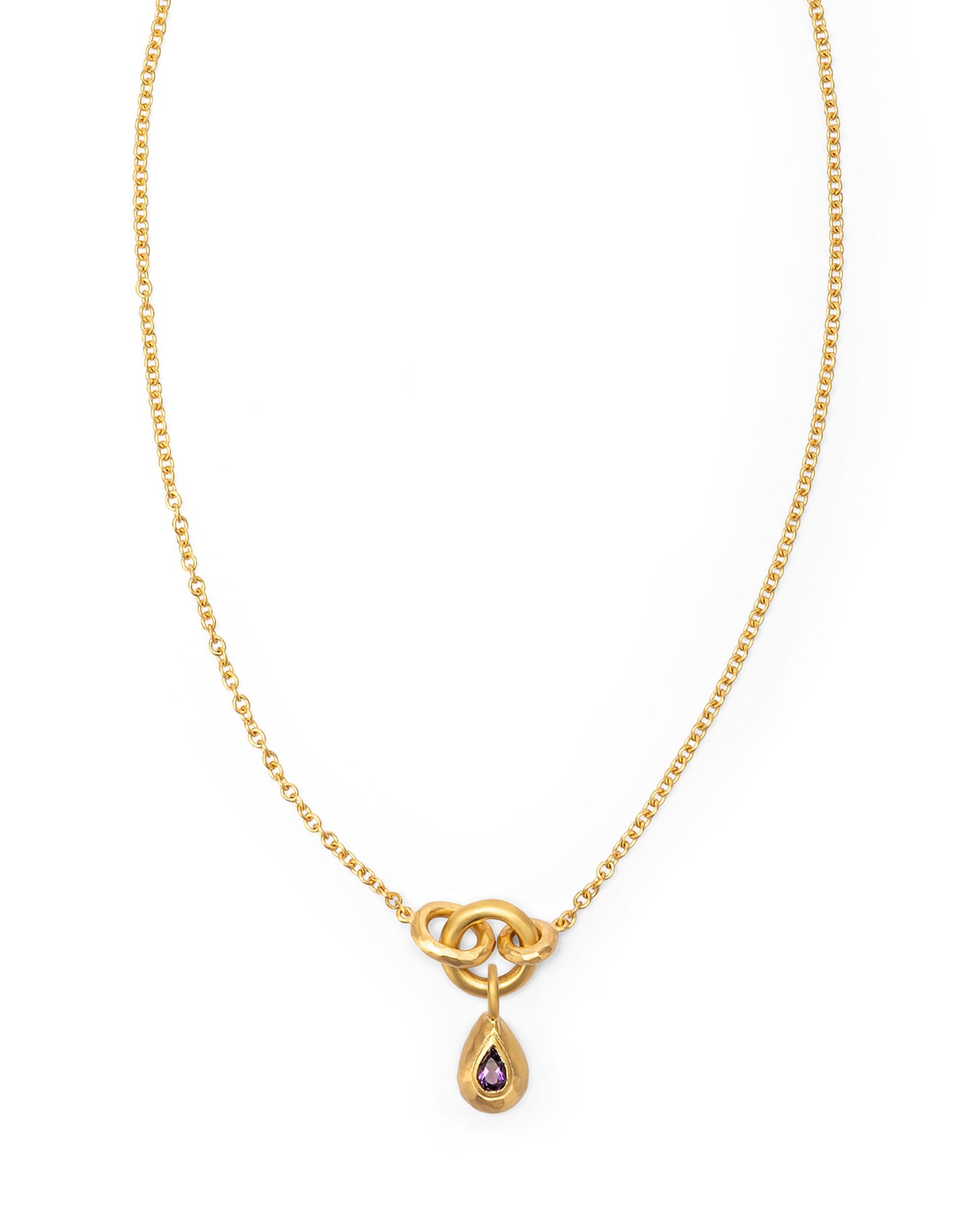 Voyage Necklace Light Chain with Drop Charm Purple Amethyst