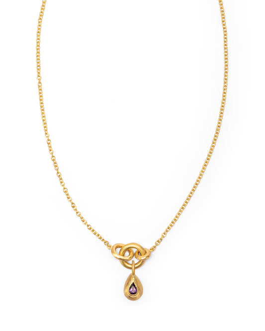 Voyage Necklace Light Chain with Drop Charm Purple Amethyst