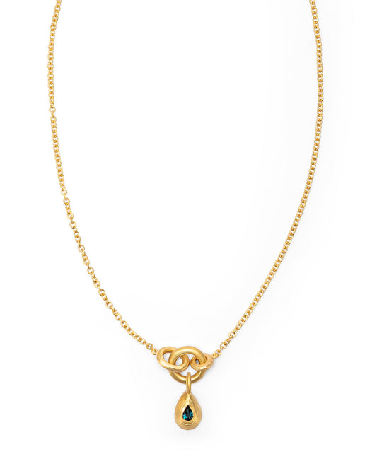 Voyage Necklace Light Chain with Drop Charm Deep Blue Topaz