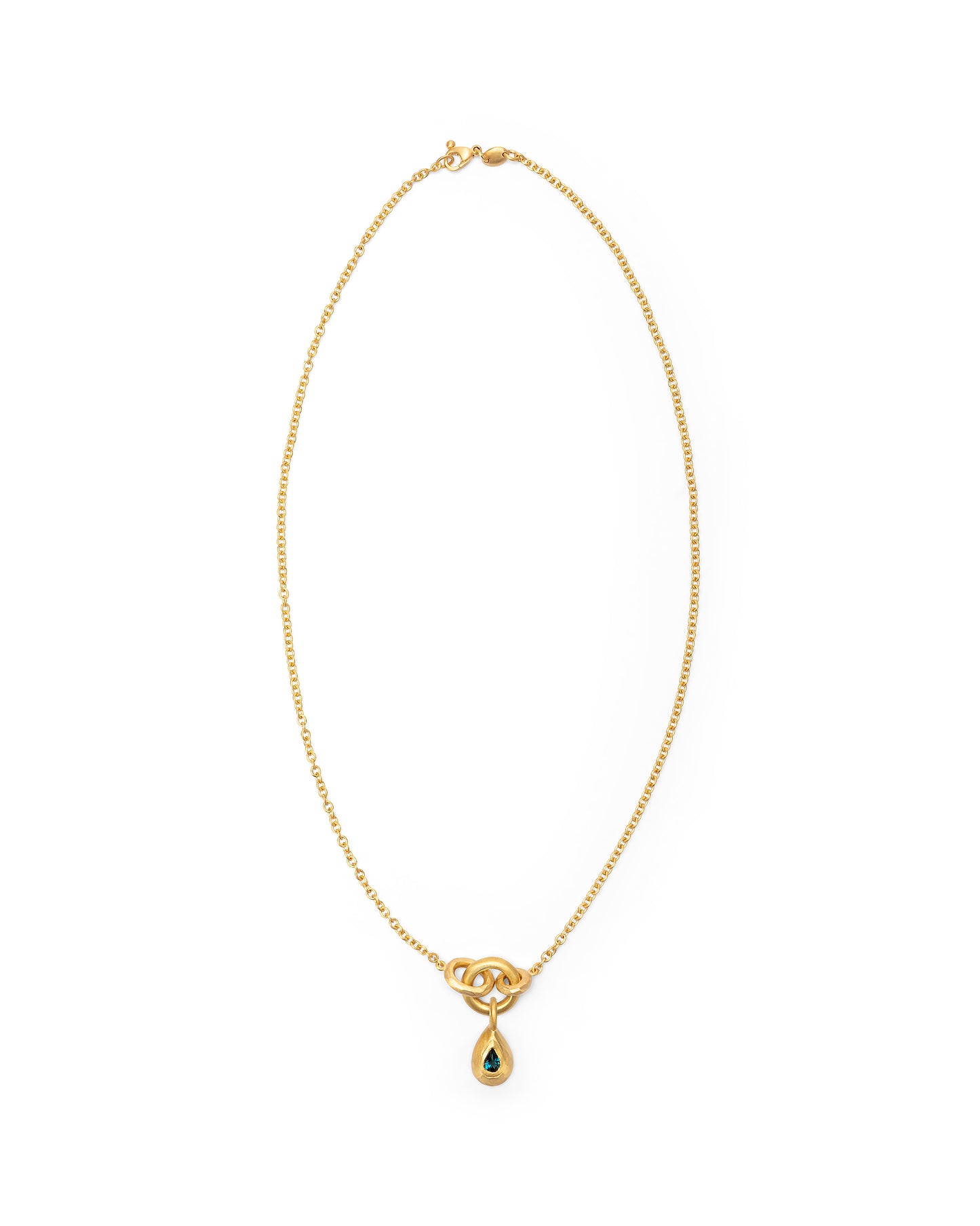 Voyage Necklace Light Chain with Drop Charm Deep Blue Topaz