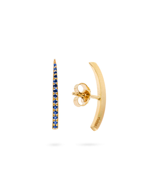 Crescent Moon Earrings Short Sapphire 18K Gold