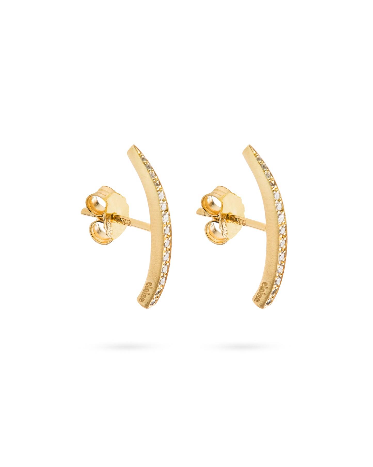 Crescent Moon Earrings Short Diamond 18K Gold