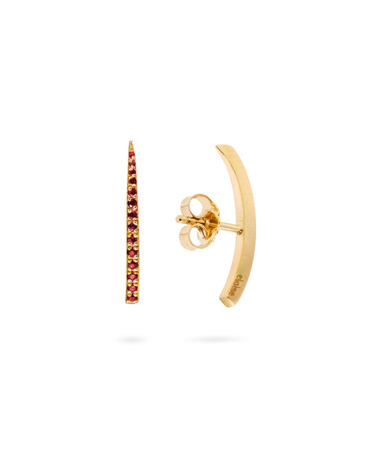 Crescent Moon Earrings Short Ruby 18K Gold