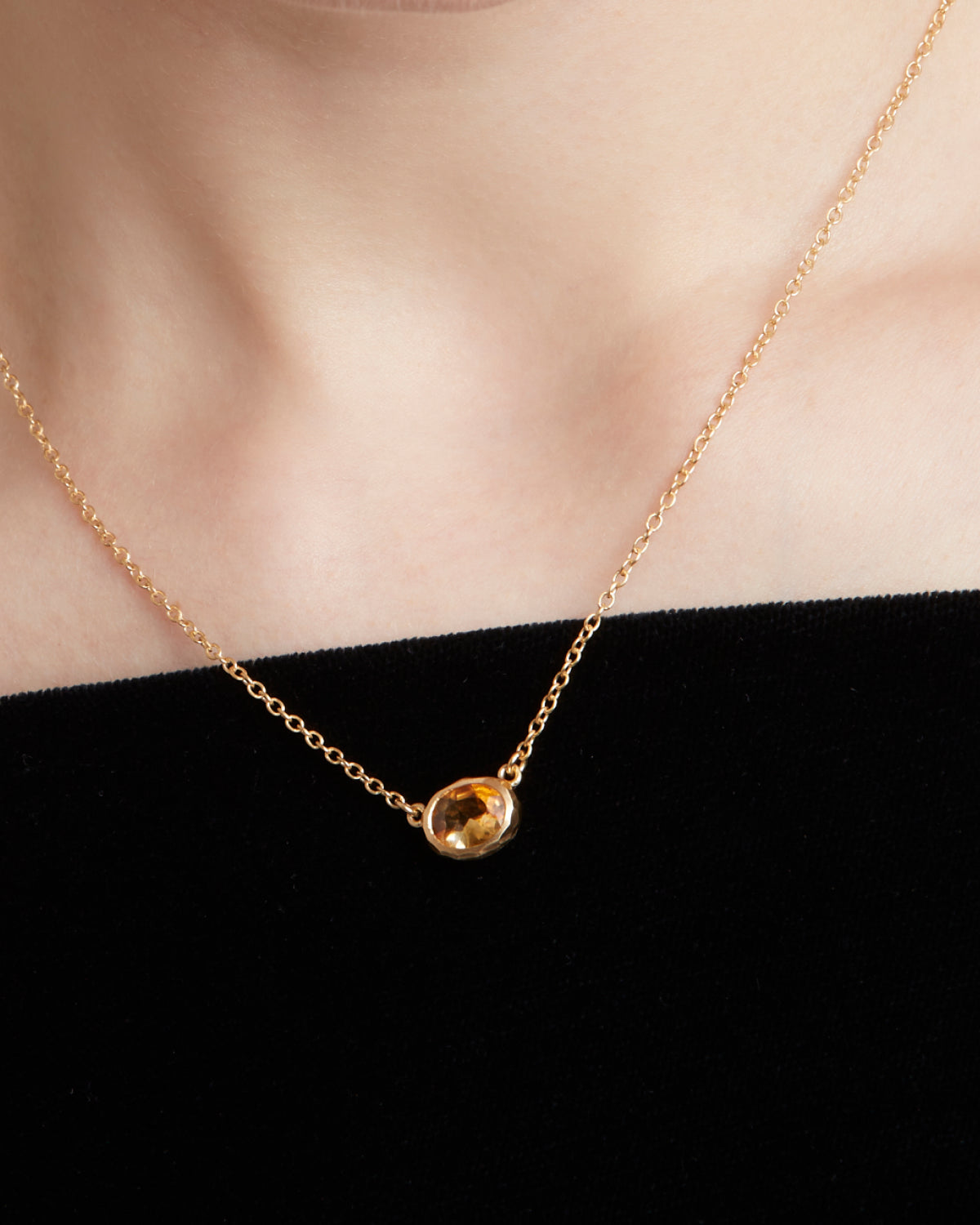 Ellipse Necklace Yellow Citrine Quartz