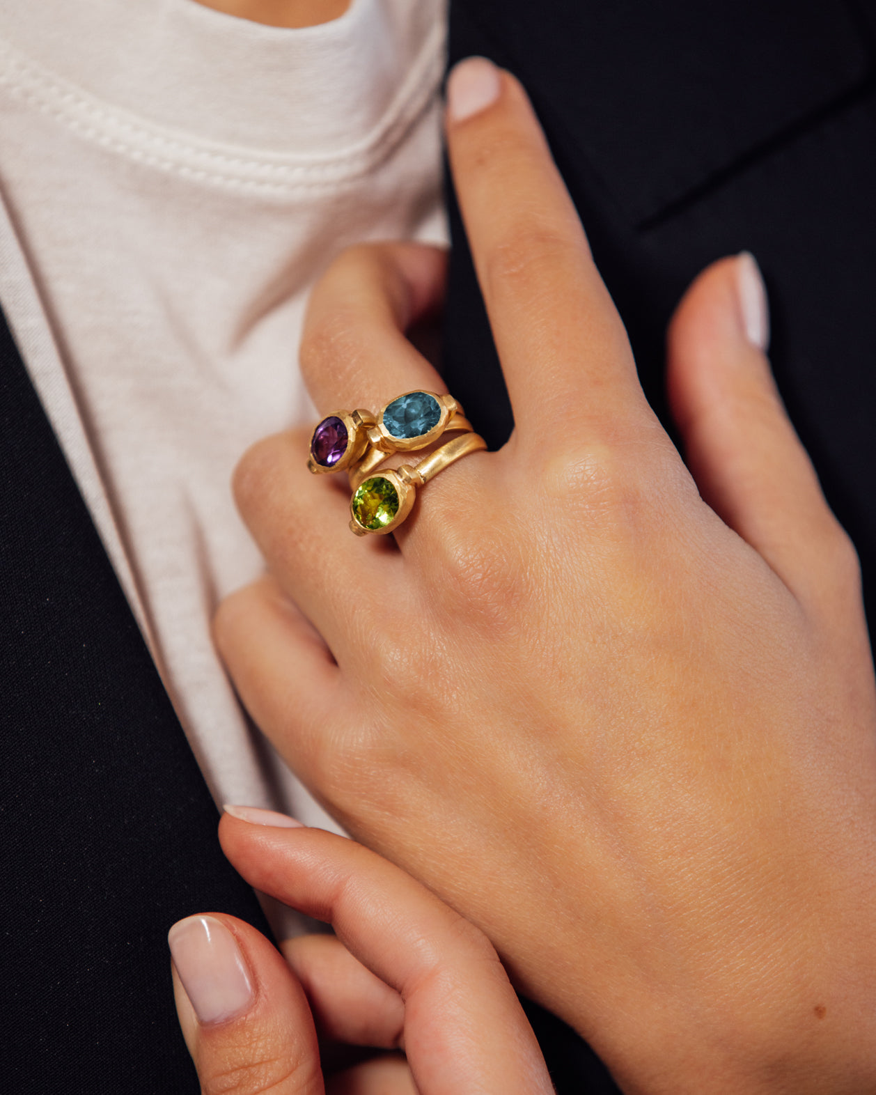 Ellipse Ring Deep Blue Topaz