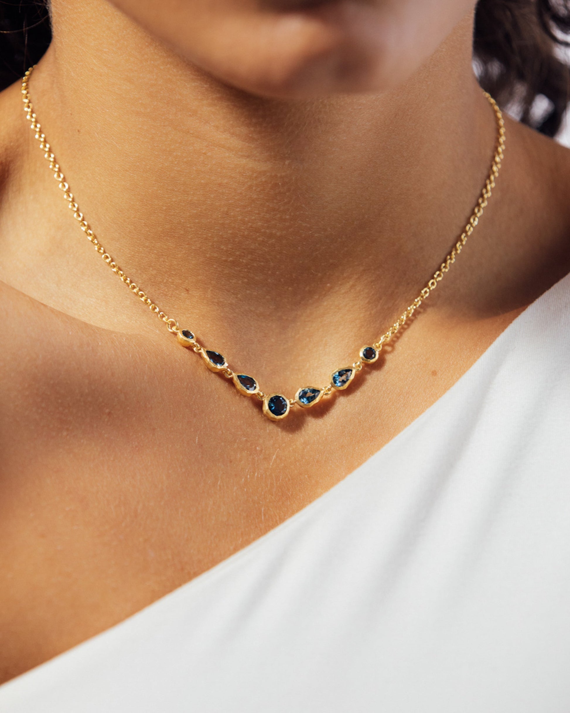 Monochromatic Necklace Deep Blue Topaz