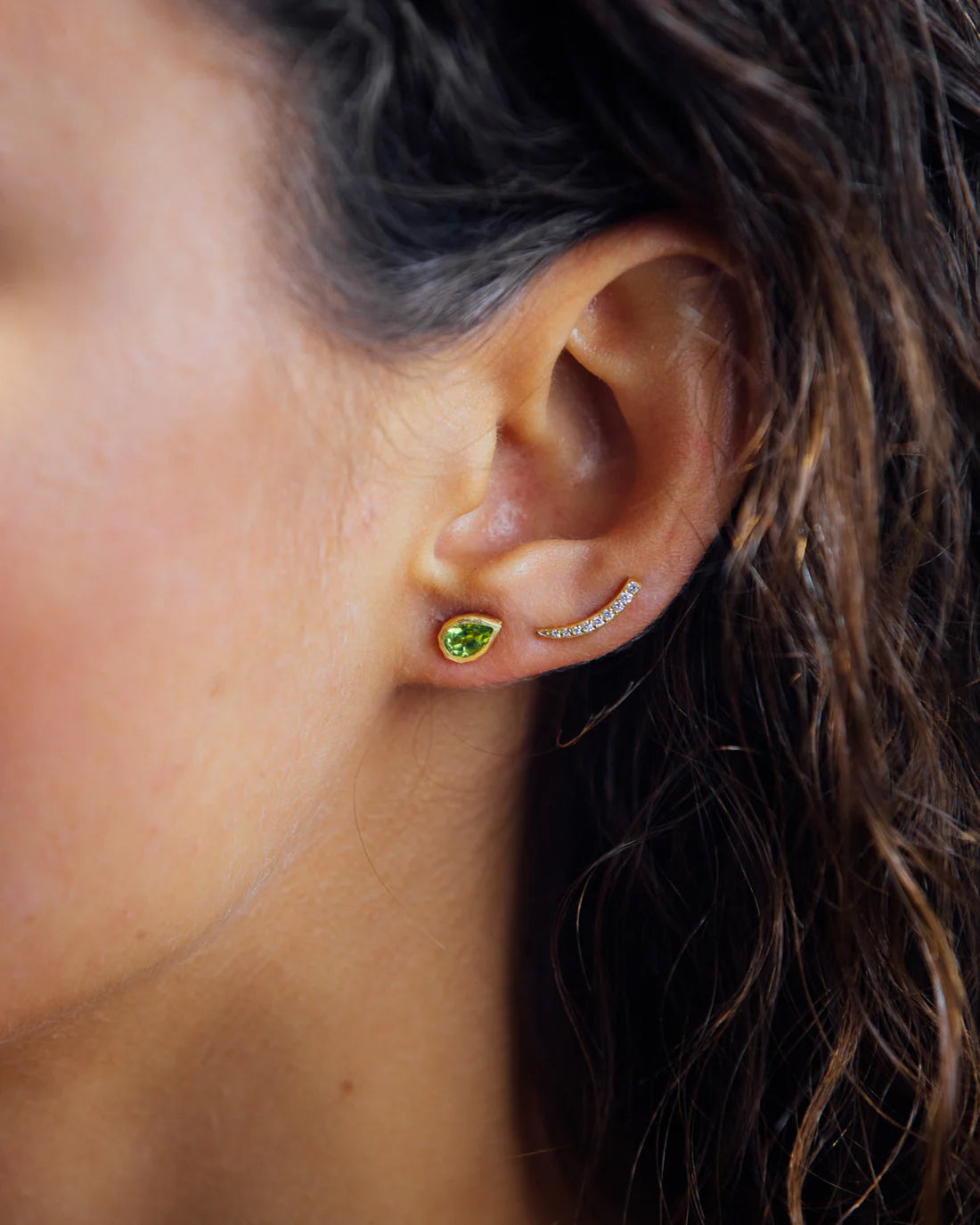 Orecchino a Goccia Singolo Peridoto Verde