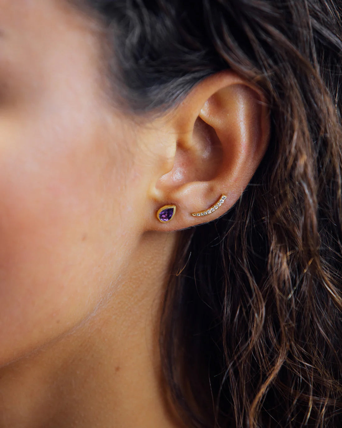 Orecchino a Goccia Singolo Ametista Viola