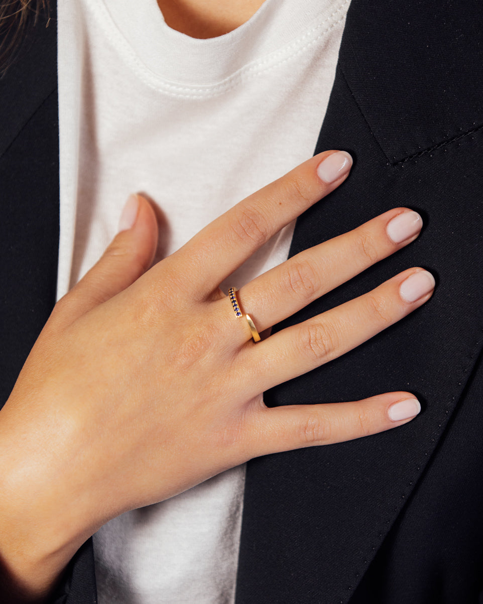 Crescent Moon Ring Sapphire