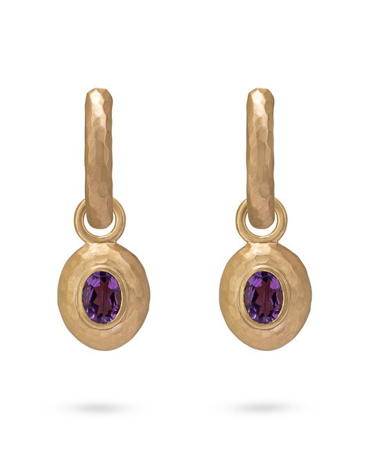 Wander Hoops Medium with Sasso Charms Purple Amethyst