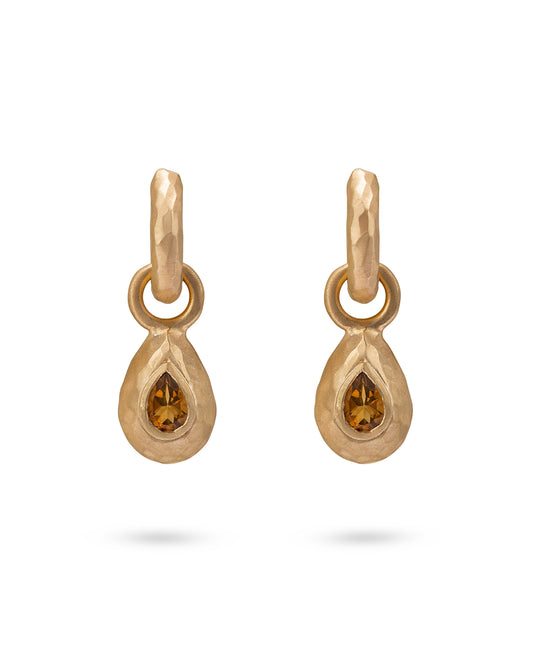 Wander Hoops Small with Drop Charms Madeira Quartz