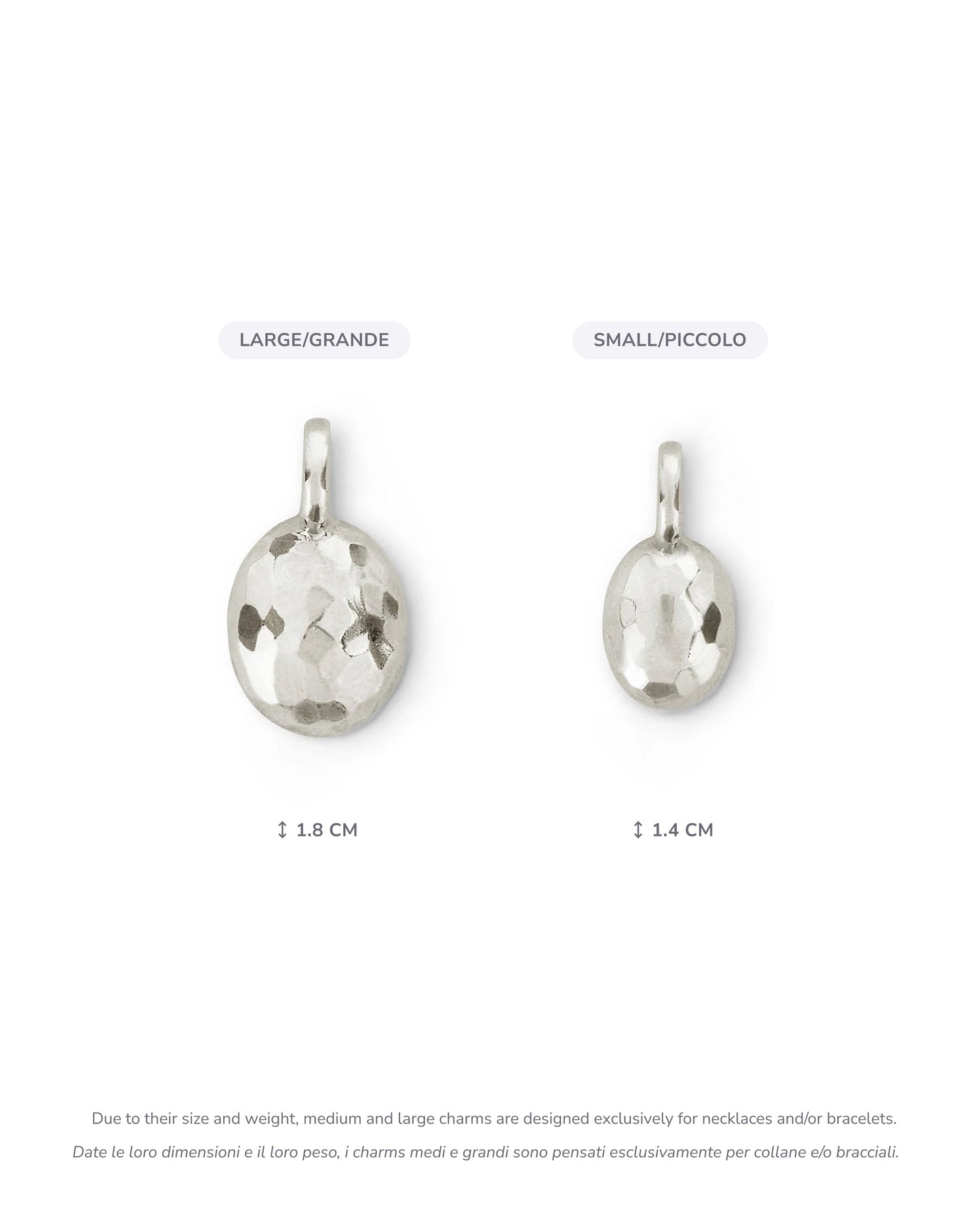 Sasso charm size guide