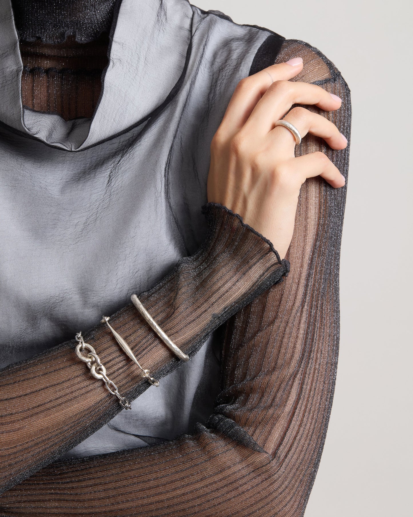 Spindle Bracelet Clip Chain Natural Silver